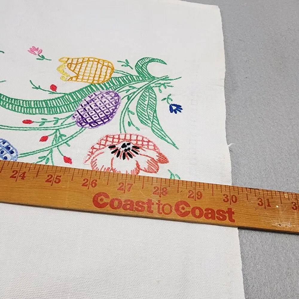 Hand Embroidered TULIPS Cotton Linen Kitchen Hand Dish Towel 30